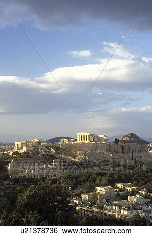 Acropolis, Athens, Greece, Europe, View of the Acropolis from Filopappos Hill. View Large Photo Image Stock Photograph - Acropolis, Athens, Greece, Europe, View of the Acropolis from Filopappos Hill.. Fotosearch