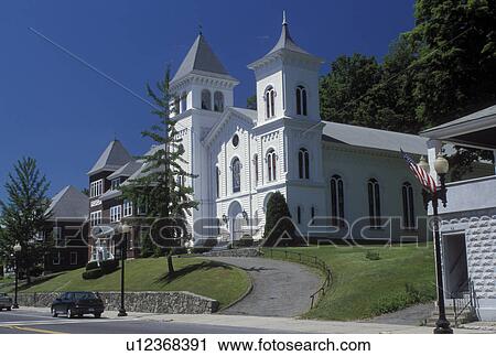Stock Image -  Adams, MA, Massachusetts, Church in downtown Adams. Fotosearch