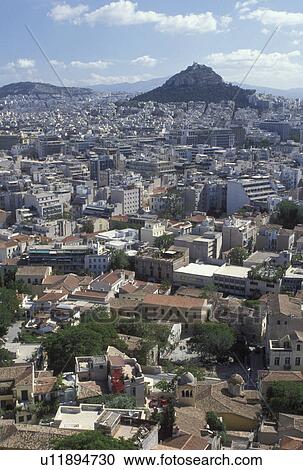 aerial, Athens, Greece, Plaka, Europe, Aerial view of the Plaka and the city of Athens and Lykavittos Hill, highest point, from the Acropolis. View Large Photo Image Stock Image - aerial, Athens, Greece, Plaka, Europe, Aerial view of the Plaka and the city of Athens and Lykavittos Hill, highest point, from the Acropolis.. Fotosearch