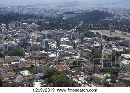 aerial, Athens, Greece, Plaka, Europe, Aerial view of the Plaka in downtown Athens from the Acropolis. View Large Photo Image Stock Photo - aerial, Athens, Greece, Plaka, Europe, Aerial view of the Plaka in downtown Athens from the Acropolis.. Fotosearch