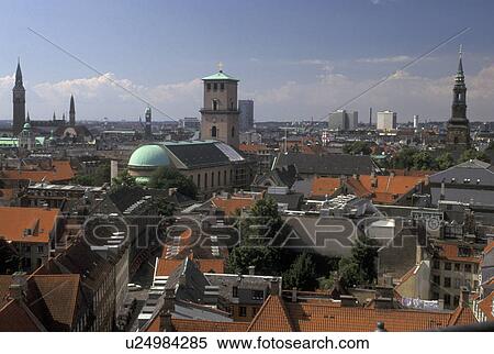aerial, Copenhagen, Denmark, Sjaelland, Scandinavia, Europe, Aerial view of the city of Copenhagen from the Rundetarn (round tower). View Large Photo Image Stock Photography - aerial, Copenhagen, Denmark, Sjaelland, Scandinavia, Europe, Aerial view of the city of Copenhagen from the Rundetarn (round tower).. Fotosearch