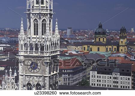 aerial, Munich, Germany, Bavaria, Munchen, Europe, Aerial view of Neues Rathaus and downtown Munich. View Large Photo Image Stock Image - aerial, Munich, Germany, Bavaria, Munchen, Europe, Aerial view of Neues Rathaus and downtown Munich.. Fotosearch