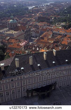 aerial, Prague, Czech Republic, Praha, Central Bohemia, Europe, Aerial view of the city of Prague from Prague Castle. View Large Photo Image Stock Image - aerial, Prague, Czech Republic, Praha, Central Bohemia, Europe, Aerial view of the city of Prague from Prague Castle.. Fotosearch