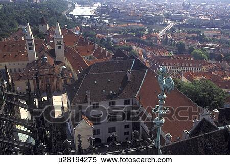 aerial, Prague, Czech Republic, Praha, Vltava River, Central Bohemia, Europe, Aerial view of the city of Prague from Prague Castle. View Large Photo Image Stock Photography - aerial, Prague, Czech Republic, Praha, Vltava River, Central Bohemia, Europe, Aerial view of the city of Prague from Prague Castle.. Fotosearch
