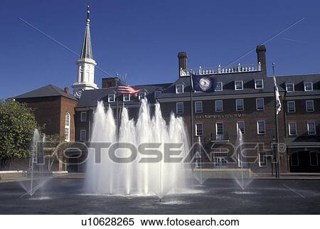 Stock Photography -  Alexandria, VA, Virginia, Fountain outside City Hall in downtown Alexandria.. Fotosearch
