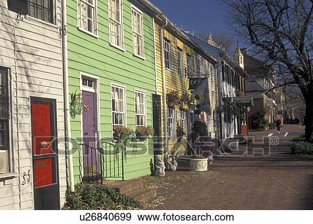 Stock Photo -  Alexandria, VA, Virginia, Shops and galleries along Washington Street in downtown Alexandria.. Fotosearch