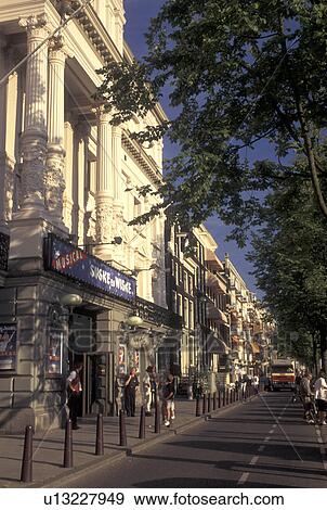 Stock Photo -  Amsterdam, Holland, Netherlands, Noord-Holland, Europe, Amstel Street in downtown Amsterdam.. Fotosearch