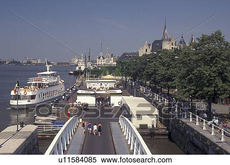 Stock Photography -  Amtwerp, Belgium, Antwerpen, Europe, North Sea, Riverfront along the Scheldt River in Antwerpen.. Fotosearch