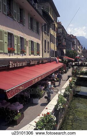 Annecy, outdoor cafT, France, Haute-Savoie, Rhone-Alpes, Europe, Outdoor cafes along the Thiou canal in the old town of Annecy. View Large Photo Image Stock Photograph - Annecy, outdoor cafT, France, Haute-Savoie, Rhone-Alpes, Europe, Outdoor cafes along the Thiou canal in the old town of Annecy. . Fotosearch