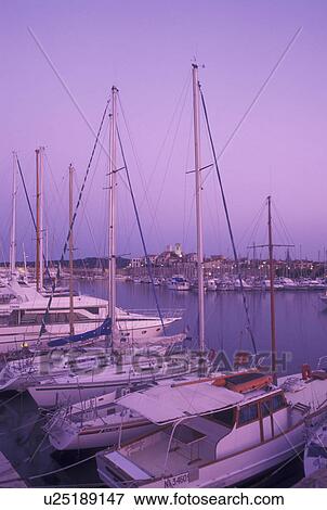 Antibes, harbor, France, Cote d' Azur, Provence, Alpes-Maritimes, Europe, Boats docked in Port Vauban Harbor on the Mediterranean Sea in the city of Antibes in the early morning. View Large Photo Image Stock Photo - Antibes, harbor, France, Cote d' Azur, Provence, Alpes-Maritimes, Europe, Boats docked in Port Vauban Harbor on the Mediterranean Sea in the city of Antibes in the early morning.. Fotosearch