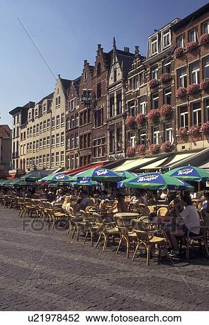Antwerp, Belgium, Antwerpen, Europe, Outdoor cafTs in town square in downtown Antwerpen. View Large Photo Image Stock Image - Antwerp, Belgium, Antwerpen, Europe, Outdoor cafTs in town square in downtown Antwerpen.. Fotosearch