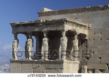 Athens, Greece, Acropolis, Europe, The Caryatids columns, the six maidens, which support the southern portico of the Erechtheion temple at the Acropolis. View Large Photo Image Stock Photography - Athens, Greece, Acropolis, Europe, The Caryatids columns, the six maidens, which support the southern portico of the Erechtheion temple at the Acropolis.. Fotosearch