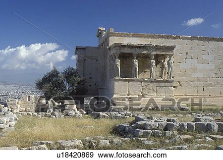 Athens, Greece, Europe, Acropolis, The Caryatids columns, the six maidens, which support the southern portico of the Erechtheion temple at the Acropolis. View Large Photo Image Stock Photo - Athens, Greece, Europe, Acropolis, The Caryatids columns, the six maidens, which support the southern portico of the Erechtheion temple at the Acropolis.. Fotosearch