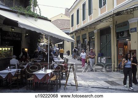 Athens, Greece, Europe, Plaka, Shops and outdoor cafTs in the Plaka in downtown Athens. View Large Photo Image Stock Photo - Athens, Greece, Europe, Plaka, Shops and outdoor cafTs in the Plaka in downtown Athens.. Fotosearch