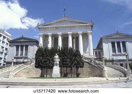 Stock Image -  Athens, Greece, Europe, university, The National Library in downtown Athens.. Fotosearch