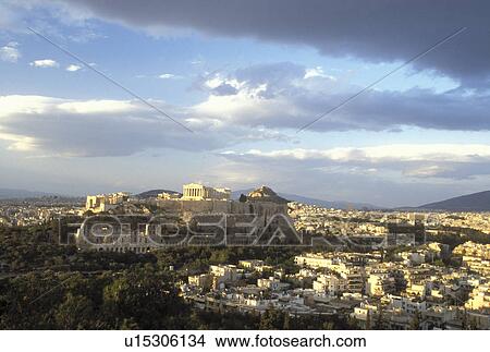 Athens, Greece, Europe, View of the Acropolis from Filopappos Hill. View Large Photo Image Picture - Athens, Greece, Europe, View of the Acropolis from Filopappos Hill.. Fotosearch