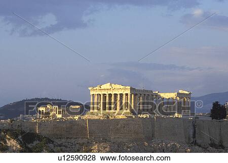 Athens, Greece, Europe, View of the Acropolis and the Parthenon from Filopappos Hill at sunset. View Large Photo Image Stock Photo - Athens, Greece, Europe, View of the Acropolis and the Parthenon from Filopappos Hill at sunset.. Fotosearch