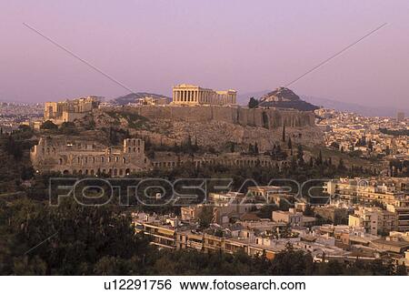 Athens, Greece, Europe, View of the Acropolis from Filopappos Hill. View Large Photo Image Stock Photograph - Athens, Greece, Europe, View of the Acropolis from Filopappos Hill.. Fotosearch