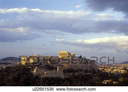 Athens, Greece, Europe, View of the Acropolis from Filopappos Hill. View Large Photo Image Stock Photography - Athens, Greece, Europe, View of the Acropolis from Filopappos Hill.. Fotosearch