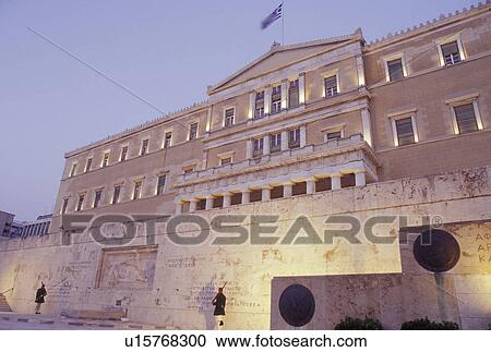 Athens, Greece, Parliament, Europe, House of the Greek Parliament at Plateia Syntagmatos (Constitution Square) in the evening in downtown Athens. View Large Photo Image Stock Image - Athens, Greece, Parliament, Europe, House of the Greek Parliament at Plateia Syntagmatos (Constitution Square) in the evening in downtown Athens.. Fotosearch