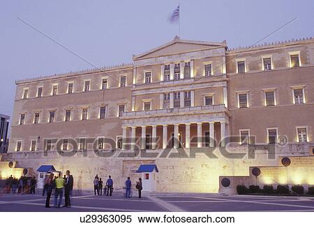 Athens, Parliament, Greece, Europe, House of the Greek Parliament at Plateia Syntagmatos (Constitution Square) in the evening in downtown Athens. View Large Photo Image Stock Photography - Athens, Parliament, Greece, Europe, House of the Greek Parliament at Plateia Syntagmatos (Constitution Square) in the evening in downtown Athens.. Fotosearch