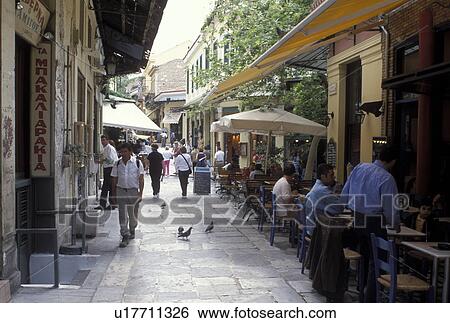 Athens, Plaka, Greece, Europe, Shops and outdoor cafTs in the Plaka in downtown Athens. View Large Photo Image Stock Photograph - Athens, Plaka, Greece, Europe, Shops and outdoor cafTs in the Plaka in downtown Athens.. Fotosearch