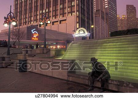 Atlanta, GA, Georgia, Fountain and statue outside Underground Atlanta in downtown Atlanta in the evening. View Large Photo Image Picture - Atlanta, GA, Georgia, Fountain and statue outside Underground Atlanta in downtown Atlanta in the evening.. Fotosearch