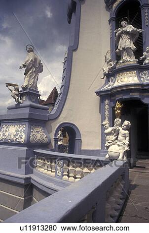 Stock Image -  Austria, church, Durnstein, The Danube Valley, Wachau, The Parish Church. Fotosearch