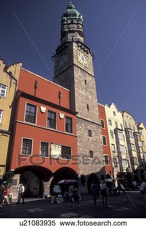 Austria, Innsbruck, Tirol, City Tower in the city of Innsbruck. View Large Photo Image Stock Photography - Austria, Innsbruck, Tirol, City Tower in the city of Innsbruck.. Fotosearch