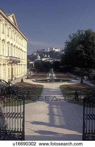 Austria, Mirabell Palace, Salzburg, View of Mirabell Gardens from Mirabell Palace in Salzburg. View Large Photo Image Stock Image - Austria, Mirabell Palace, Salzburg, View of Mirabell Gardens from Mirabell Palace in Salzburg.. Fotosearch