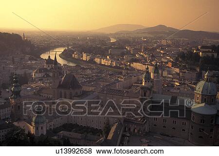 Austria, Salzburg, Salzach River, View of the city of Salzburg and the River Salzach. View Large Photo Image Stock Photo - Austria, Salzburg, Salzach River, View of the city of Salzburg and the River Salzach.. Fotosearch