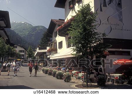 Stock Photo -  Austria, Tirol, Vorarlberg, St. Anton am Arlberg, Arlberg Region, Scenic alpine resort village of St. Anton am Arlberg in the Austrian Alps.. Fotosearch