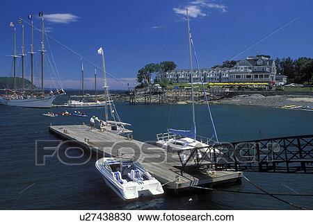 Stock Image -  Bar Harbor, ME, Maine, Mount Desert Island, Scenic view of the Margaret Todd Schooner in Frenchman Bay in Bar Harbor on the Atlantic Ocean.. Fotosearch