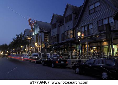 Bar Harbor, ME, Maine, Mount Desert Island, Downtown Bar Harbor in the evening. View Large Photo Image Stock Photo - Bar Harbor, ME, Maine, Mount Desert Island, Downtown Bar Harbor in the evening.. Fotosearch