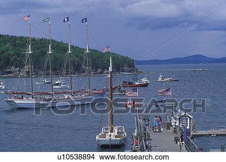 Bar Harbor, ME, Mount Desert Island, Maine, Scenic view of the Margaret Todd Schooner in Frenchman Bay in Bar Harbor on the Atlantic Ocean. View Large Photo Image Picture - Bar Harbor, ME, Mount Desert Island, Maine, Scenic view of the Margaret Todd Schooner in Frenchman Bay in Bar Harbor on the Atlantic Ocean.. Fotosearch