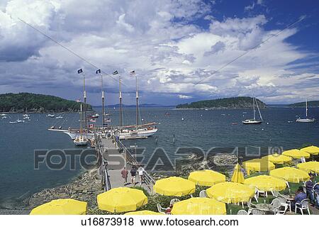 Bar Harbor, ME, Mount Desert Island, Maine, Scenic view of the Margaret Todd Schooner docked in Frenchman Bay from Bar Harbor Inn outdoor restaurant in Bar Harbor on the Atlantic Ocean. View Large Photo Image Stock Photo - Bar Harbor, ME, Mount Desert Island, Maine, Scenic view of the Margaret Todd Schooner docked in Frenchman Bay from Bar Harbor Inn outdoor restaurant in Bar Harbor on the Atlantic Ocean.. Fotosearch