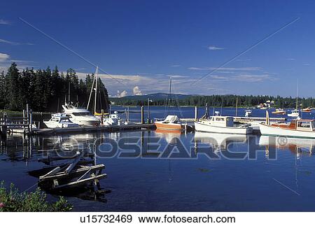 Bass Harbor, ME, Maine, Mount Desert Island, Boats in the harbor in the fishing village of Bass Harbor on the Atlantic Ocean. View Large Photo Image Stock Photo - Bass Harbor, ME, Maine, Mount Desert Island, Boats in the harbor in the fishing village of Bass Harbor on the Atlantic Ocean.. Fotosearch