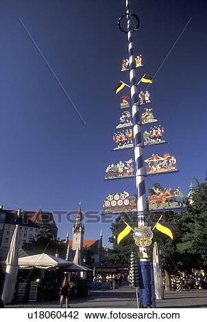 Stock Image -  beer garden, Munich, Germany, Viktualienmarkt, Bavaria, Munchen, Europe, Sign at the Beer Garden at Viktualienmarkt in downtown Munich.. Fotosearch
