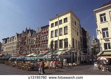 Belgium, Antwerp, Antwerpen, Europe, Outdoor cafTs in town square in downtown Antwerpen. View Large Photo Image Stock Image - Belgium, Antwerp, Antwerpen, Europe, Outdoor cafTs in town square in downtown Antwerpen.. Fotosearch