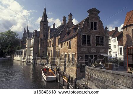 Belgium, Brugge, Bruges, West-Vlaanderen, Europe, Historical buildings along the canal in Bruges. View Large Photo Image Stock Photo - Belgium, Brugge, Bruges, West-Vlaanderen, Europe, Historical buildings along the canal in Bruges.. Fotosearch