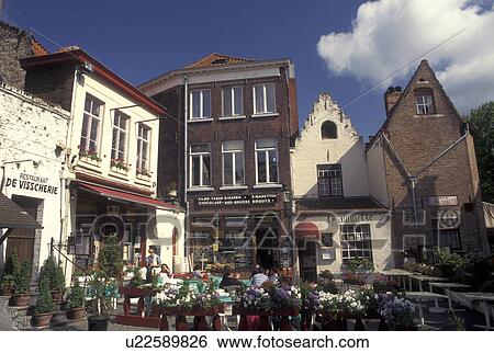 Belgium, Brugge, Bruges, West-Vlaanderen, Europe, Outdoor cafT in downtown Bruges. View Large Photo Image Stock Photograph - Belgium, Brugge, Bruges, West-Vlaanderen, Europe, Outdoor cafT in downtown Bruges.. Fotosearch