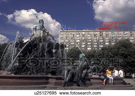Berlin, Germany, Europe, Neptune Fountain at the Alexanderplatz. View Large Photo Image Stock Photography - Berlin, Germany, Europe, Neptune Fountain at the Alexanderplatz.. Fotosearch