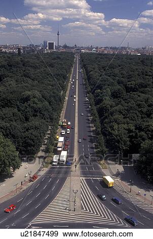 Stock Photo -  Berlin, Germany, Europe, View of Berlin from Siegessaule (Victory Column) along Hofjager-Allee.. Fotosearch
