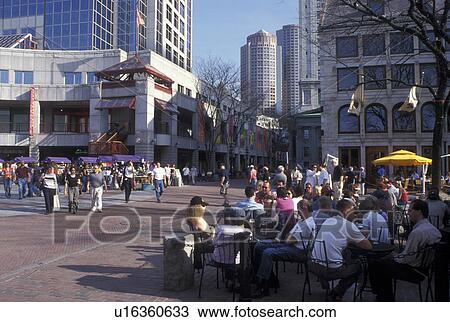 Boston, MA, Massachusetts, Outdoor cafT at Quincy Market in downtown Boston. View Large Photo Image Stock Image - Boston, MA, Massachusetts, Outdoor cafT at Quincy Market in downtown Boston.. Fotosearch