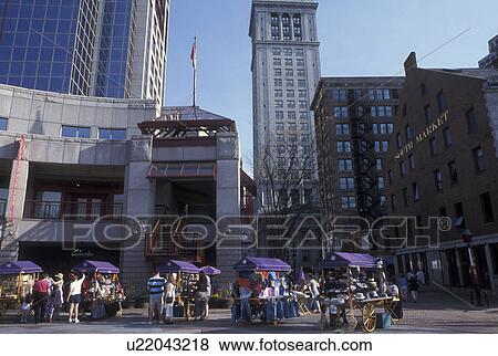 Boston, MA, Massachusetts, Street vendors at Quincy Market in downtown Boston. View Large Photo Image Stock Photo - Boston, MA, Massachusetts, Street vendors at Quincy Market in downtown Boston.. Fotosearch