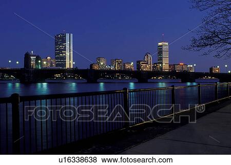 Boston, skyline, MA, Massachusetts, Skyline of downtown Boston from across the Charles River in the evening. View Large Photo Image Stock Photo - Boston, skyline, MA, Massachusetts, Skyline of downtown Boston from across the Charles River in the evening.. Fotosearch
