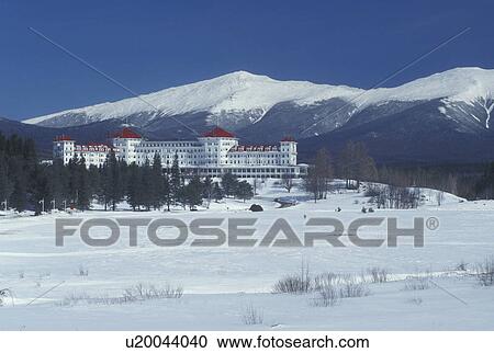 Bretton Woods, NH, hotel, New Hampshire, Scenic view of Historic Mount Washington Hotel & Resort and Mt. Washington in winter in the White Mountains National Forest. View Large Photo Image Stock Image - Bretton Woods, NH, hotel, New Hampshire, Scenic view of Historic Mount Washington Hotel & Resort and Mt. Washington in winter in the White Mountains National Forest.. Fotosearch