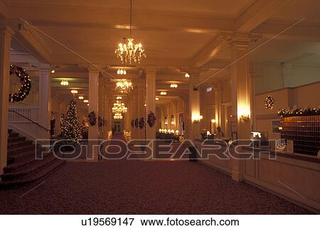 Bretton Woods, NH, New Hampshire, Main Lobby of Historic Mount Washington Hotel & Resort decorated for the Christmas Holiday. View Large Photo Image Stock Photo - Bretton Woods, NH, New Hampshire, Main Lobby of Historic Mount Washington Hotel & Resort decorated for the Christmas Holiday.. Fotosearch