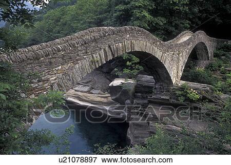bridge, Switzerland, Ticino, Val Verzasca, Old stone arch bridge crosses the Verzasca River. View Large Photo Image Stock Photo -  bridge, Switzerland, Ticino, Val Verzasca, Old stone arch bridge crosses the Verzasca River.. Fotosearch