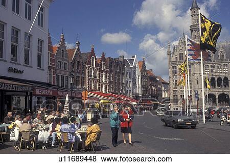 Brugge, Belgium, Bruges, West-Vlaanderen, Europe, CafTs along the Markt in downtown Bruges. View Large Photo Image Stock Photo - Brugge, Belgium, Bruges, West-Vlaanderen, Europe, CafTs along the Markt in downtown Bruges.. Fotosearch